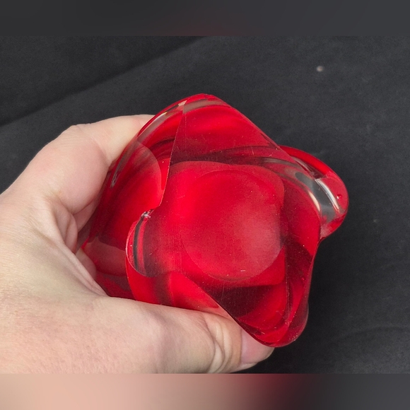 Red Art Glass Vase With White Interior - Picture 5 of 7